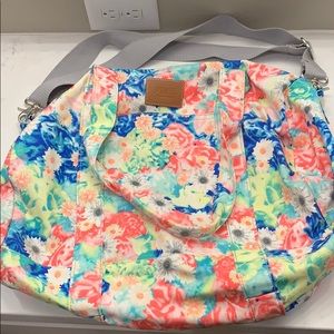 PINK flower print weekend bag